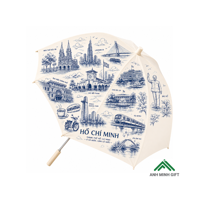 Dù vẽ Line Art địa danh in logo
