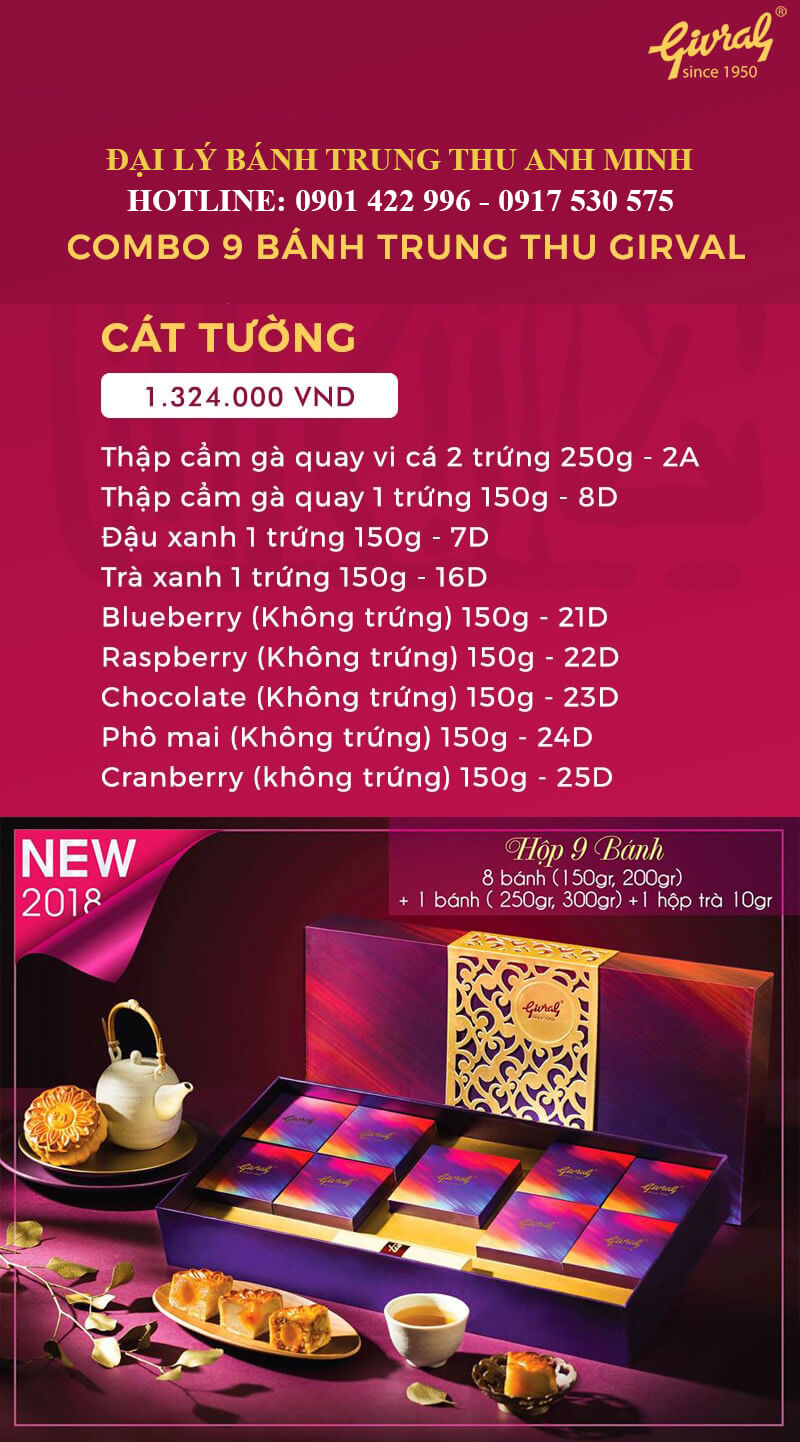 Combo 9 bánh trung thu Givral