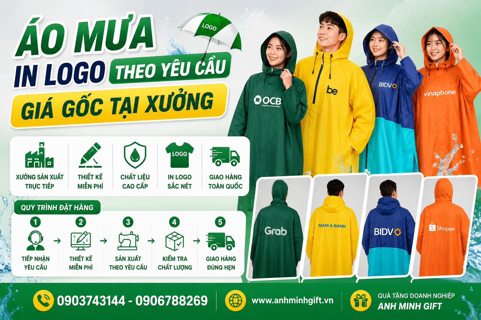 Áo Mưa In Logo Theo Yêu Cầu Giá Gốc Tại Xưởng 