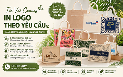 Đặt túi vải bố canvas in logo làm quà tặng cho khách hàng cao cấp
