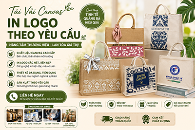 Gia công túi vải bố canvas theo yêu cầu in logo cho doanh nghiệp