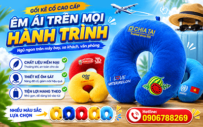 Gối kê cổ in logo giá xưởng nhà sản xuất gối cổ toàn quốc