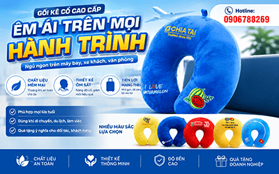 Gối kê cổ in logo theo yêu cầu món quà doanh nghiệp được ưa chuộng