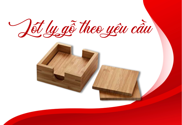 Quà tặng lót ly gỗ in logo theo yêu cầu doanh nghiệp