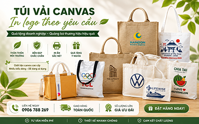 Túi vải canvas quà tặng in logo theo yêu cầu doanh nghiệp tại Hồ Chí Minh