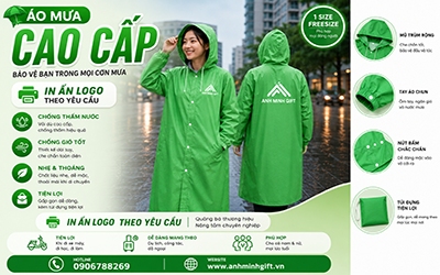 Xưởng sản xuất áo mưa quảng cáo in logo doanh nghiệp theo yêu cầu
