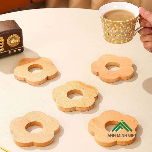 Lót ly gỗ in logo Lót ly gỗ in logo